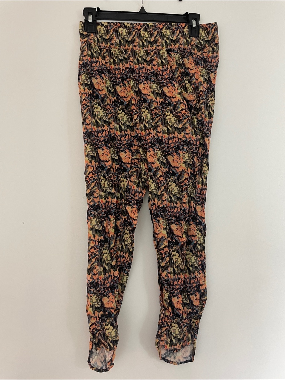 Floral Printed Lightweight Pants - Black, Orange, Green